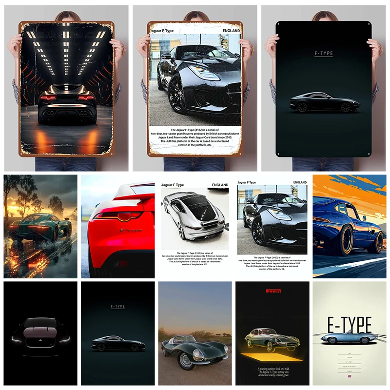 Jaguar Oldtimer-Metallposter, Dekorationen für Heimdekorationsartikel, individuelle Metallblechschilder für Garage, Wandkunst, Dekorationsplatten Image