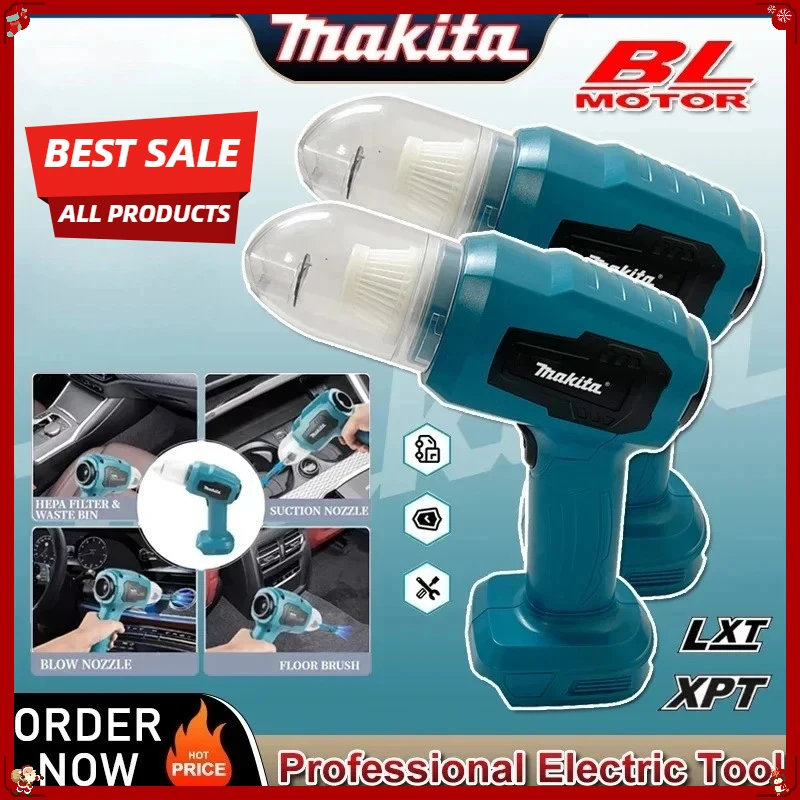 Makita Mini-Elektro-Staubsauger mit starker Saugkraft, kabelloser Handstaubsauger, Gebläse mit 7 Düsen für Makita-Akku Image