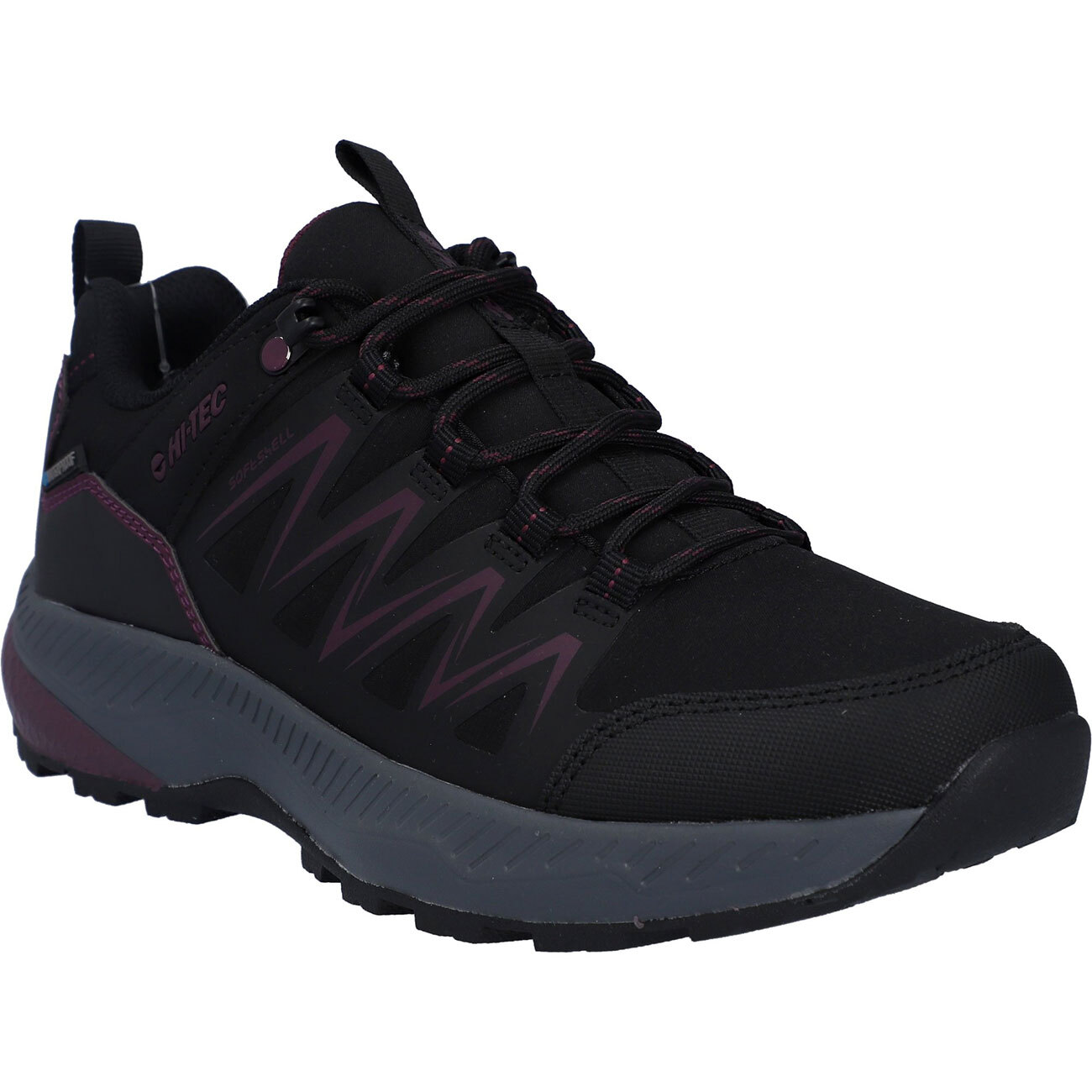 Wanderschuh HI-TEC "Hi-Tec-Schuhe Stealth Low WP Frauen", Damen, Gr. 40, Normalschaft, schwarz, violett, TEXTIL/EVA, Schuhe Wanderschuh