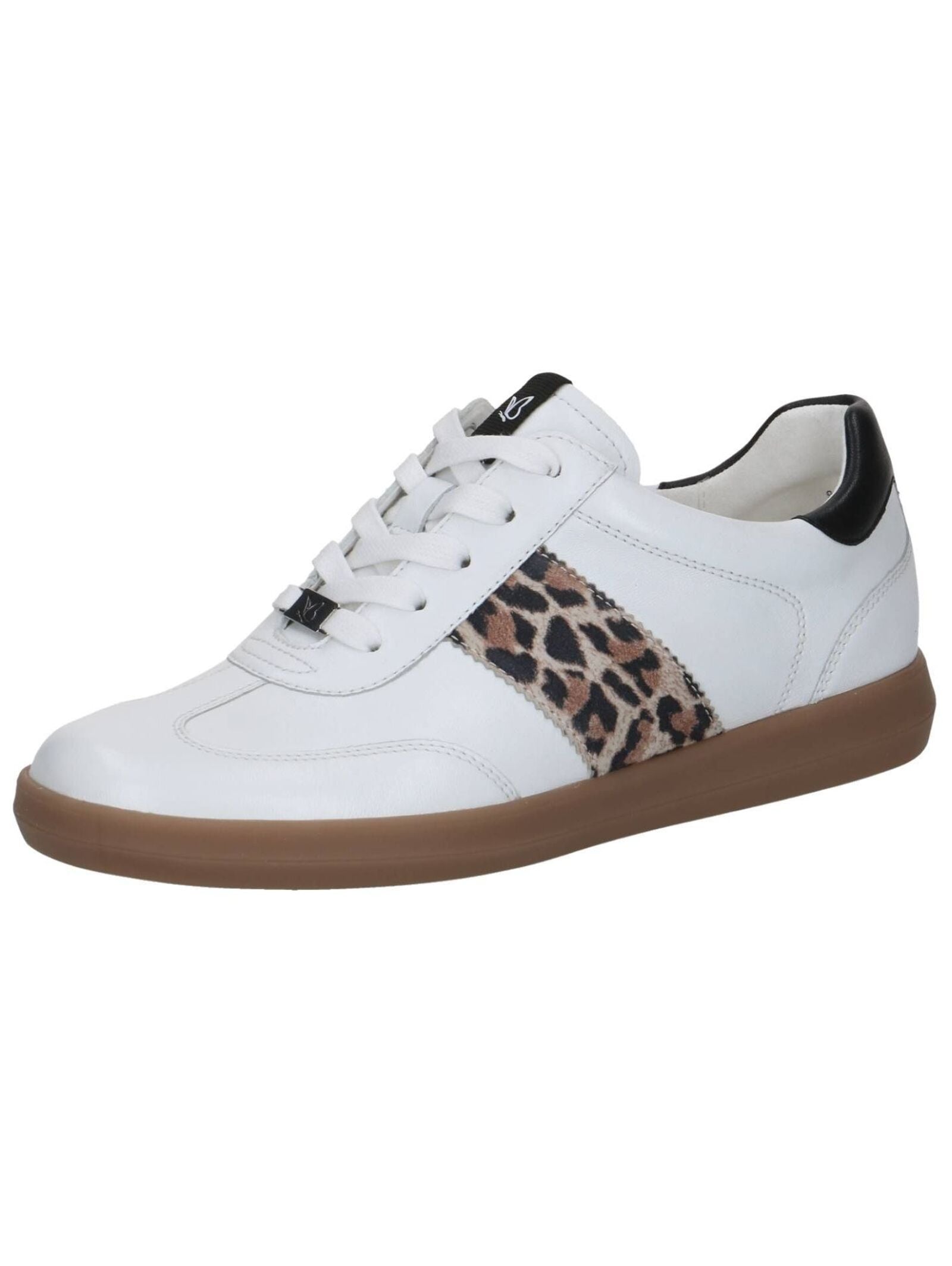 Sneaker CAPRICE "Caprice Sneaker Leder", Damen, Gr. 37, weiß, braun, Leder, Schuhe Sneaker