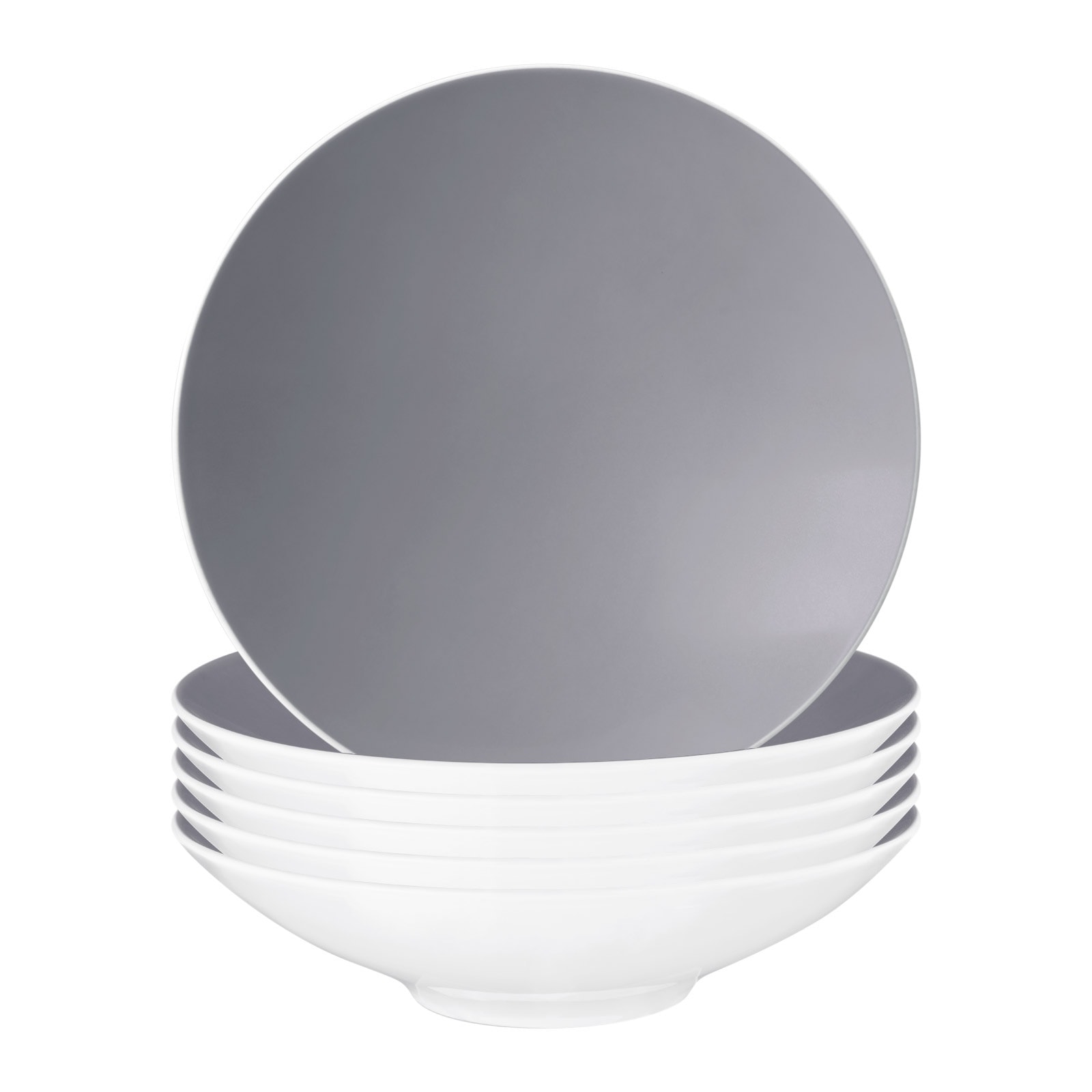 Suppenteller SELTMANN WEIDEN "Pasta- / Suppenteller Life Fashion ø 23,3 cm 6er Set", grau (elegant grau), L:23,3cm, Speiseteller