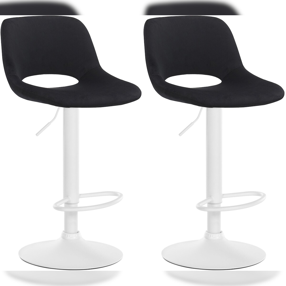 Proregal CHEFGASTRO 2er Set Barhocker ACAPULCO Samt Weiß HxBxT 86x42x46cm Samt Schwarz Barstuhl
