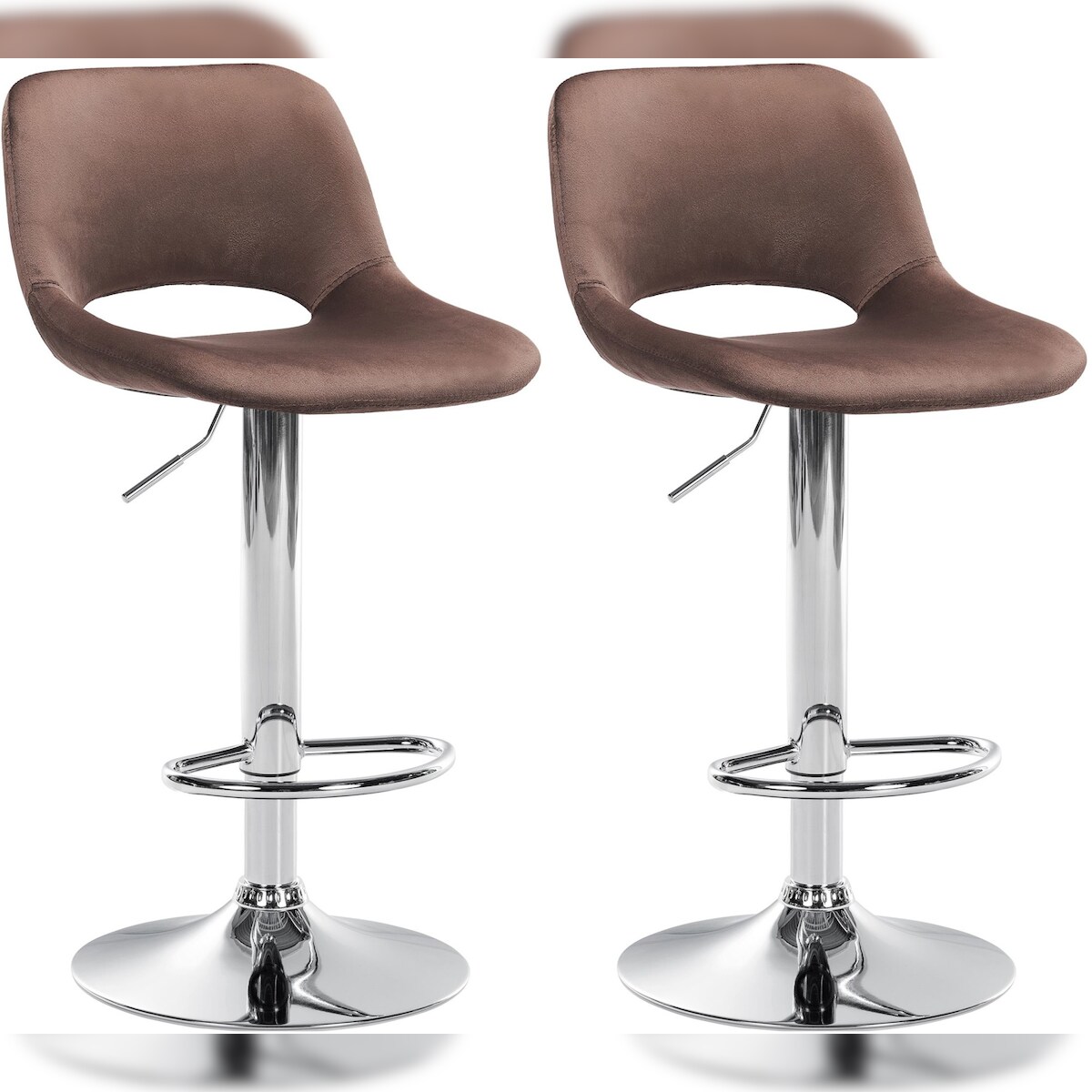Proregal CHEFGASTRO 2er Set Barhocker ACAPULCO Samt Chrom HxBxT 86x42x46cm Samt Braun Barstuhl