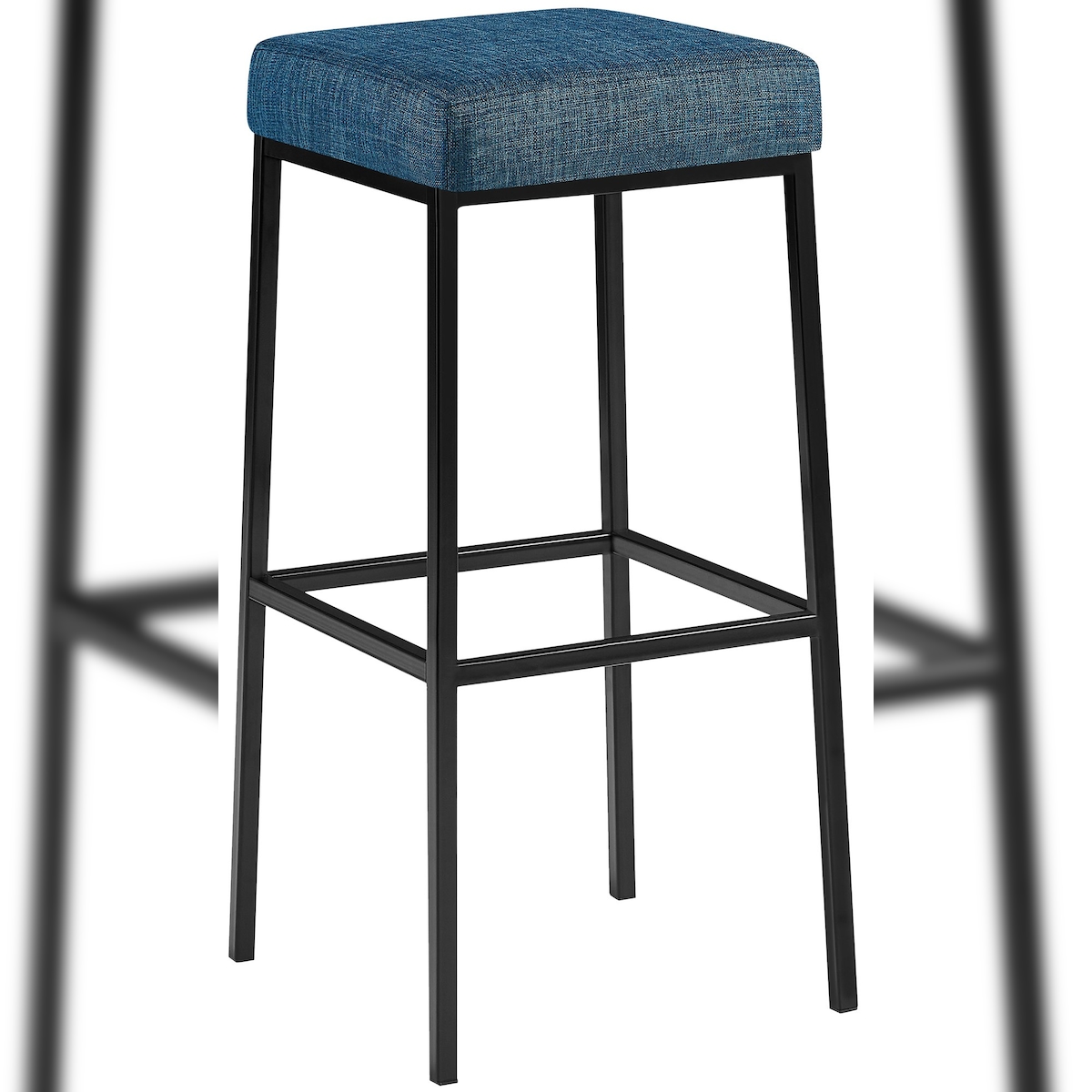 Proregal CHEFGASTRO Barhocker PALM SPRINGS Schwarz Stoff HxBxT 83x37x37cm Stoff Blau Barstuhl Image