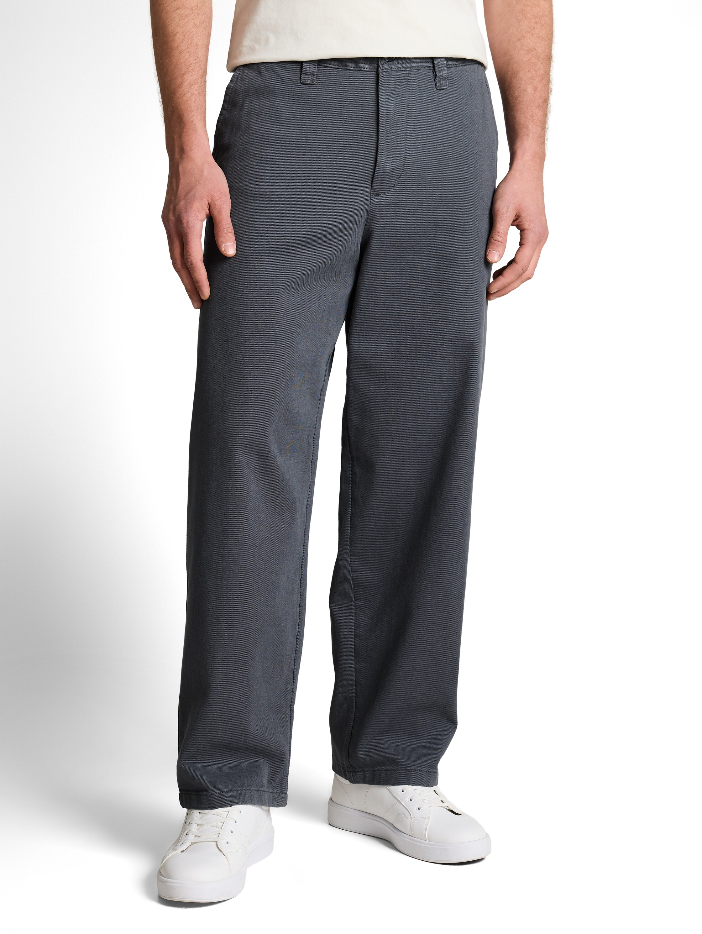 Chinohose TOM TAILOR DENIM, Herren, Gr. L, N-Gr, urban medium grau, Web, Obermaterial: 100% Baumwolle. Futter: 65% Polyester, 35% Baumwolle, unifarben, loose fit lang, Hosen Chinohose, aus Baumwolle und im Loose Fit Image