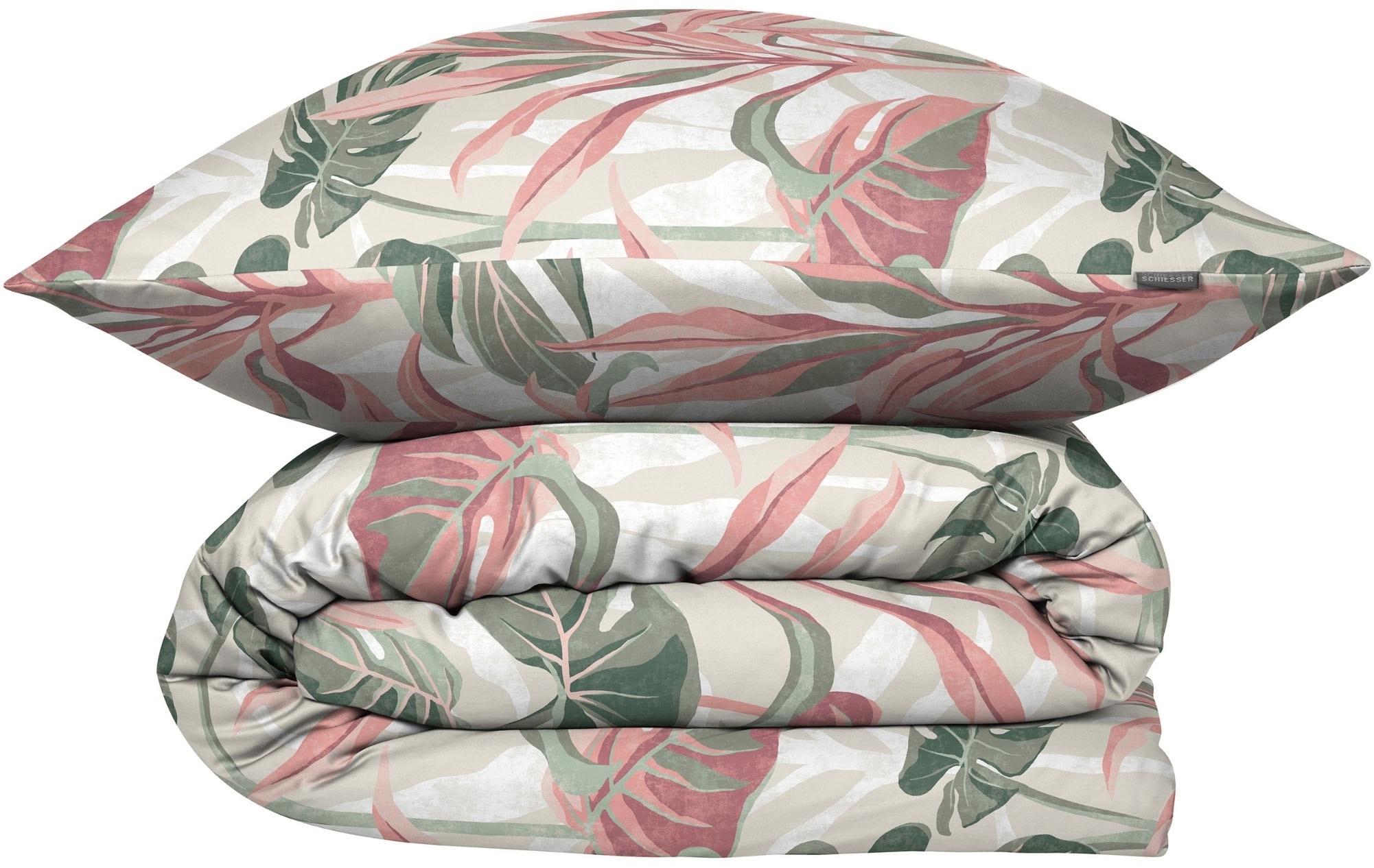 Bettwäsche SCHIESSER "Camilla aus weicher Baumwolle mit floralem Muster", rosa, B/L: 155cm x 220cm, 1 Stk., 1 Stk., Renforcé, B/L: 80cm x 80cm, 2, Renforcé, Obermaterial: 100% Baumwolle, Bettwäsche, Bettwäsche, MADE IN GREEN by OEKO-TEX Image