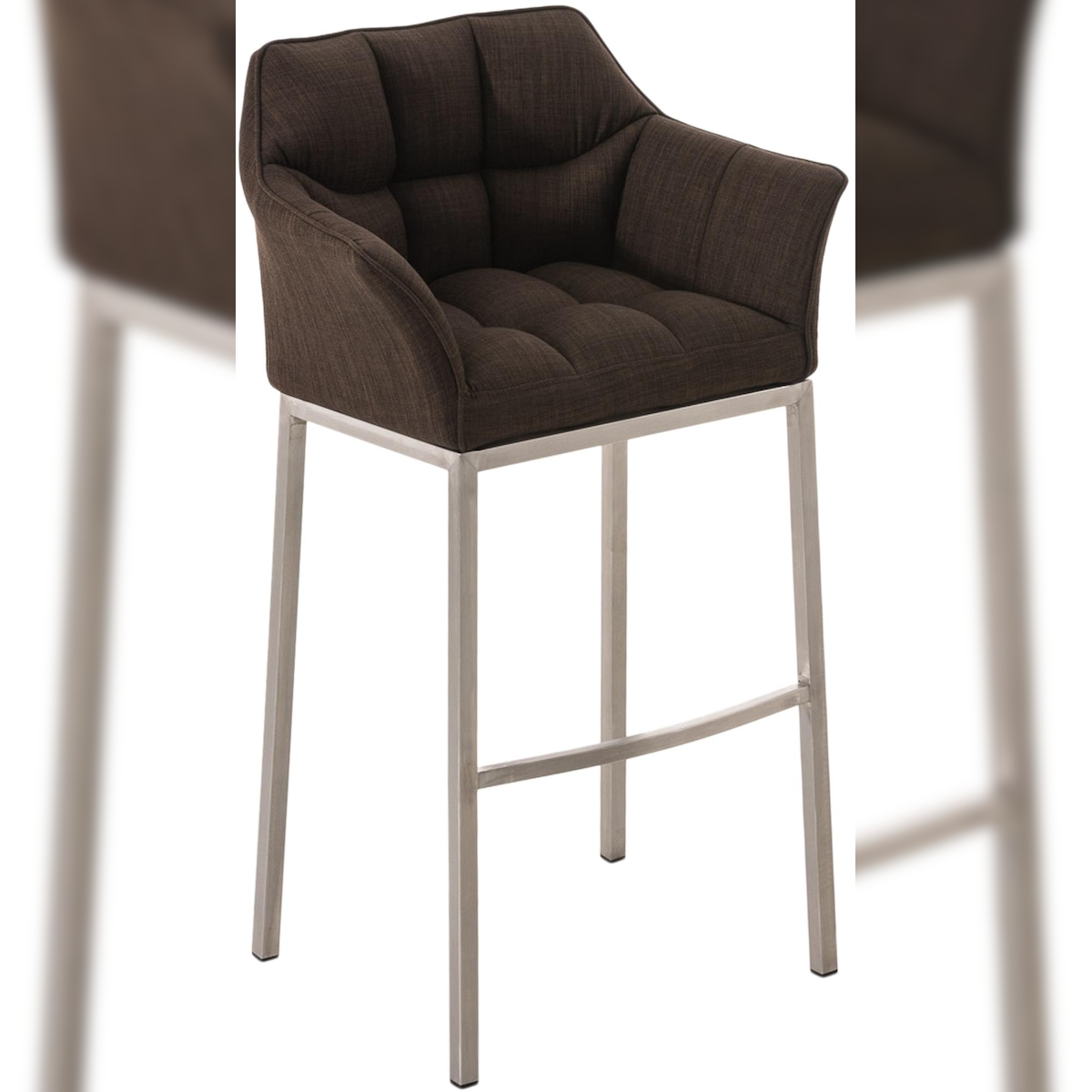 Proregal CHEFGASTRO Barhocker PHILADELPHIA Edelstahl Stoff mit 4-Fuﬂ Gestell HxBxT 110x64x48cm Stoff Braun Barstuhl Image