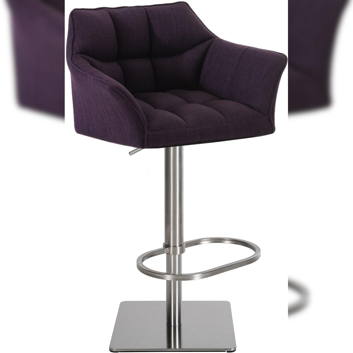 Proregal CHEFGASTRO Barhocker PHILADELPHIA Edelstahl Stoff HxBxT 88x64x45cm Stoff Lila Barstuhl Image