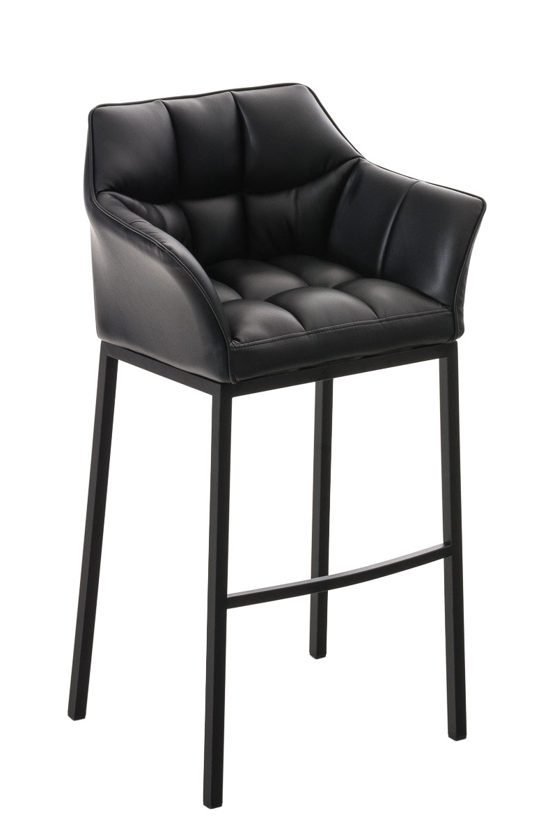 Proregal CHEFGASTRO Barhocker PHILADELPHIA Schwarz mit 4-Fuﬂ Gestell HxBxT 110x64x48cm Kunstleder Schwarz Barstuhl Image