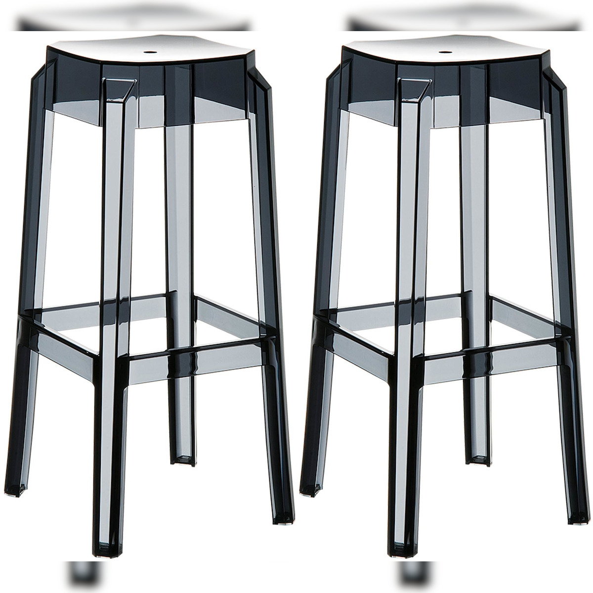 Proregal CHEFGASTRO 2er Set Barhocker OAXACA transparent HxBxT 75x36x36cm Kunststoff Schwarz Barstuhl Image