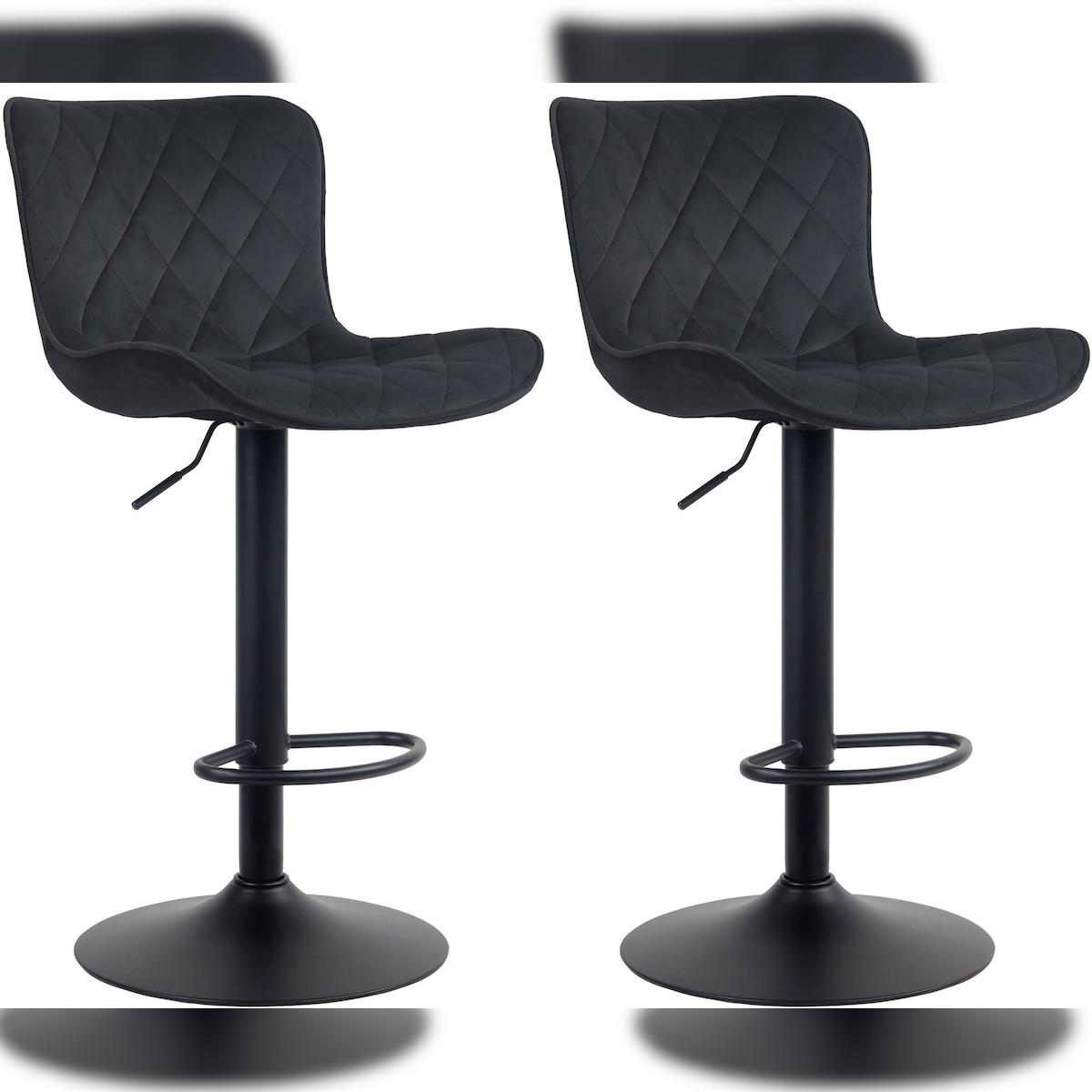 Proregal CHEFGASTRO 2er Set Barhocker TIJUANA Samt HxBxT 83x48x54cm Schwarz Barstuhl Image