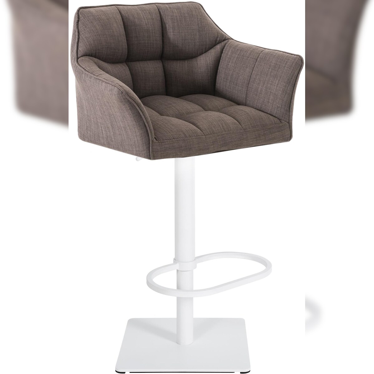 Proregal CHEFGASTRO Barhocker PHILADELPHIA Weiß Stoff HxBxT 88x64x45cm Stoff Grau Barstuhl