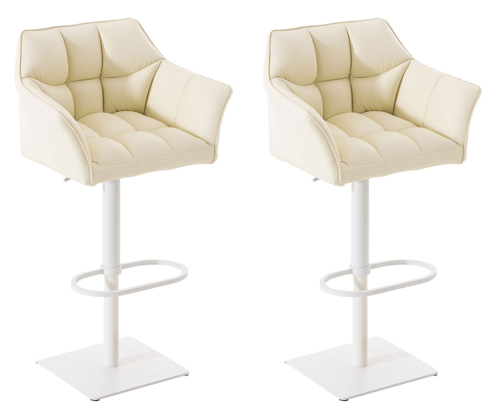 Proregal CHEFGASTRO 2er Set Barhocker PHILADELPHIA Kunstleder Weiß HxBxT 88x64x45cm Kunstleder Creme Barstuhl Image