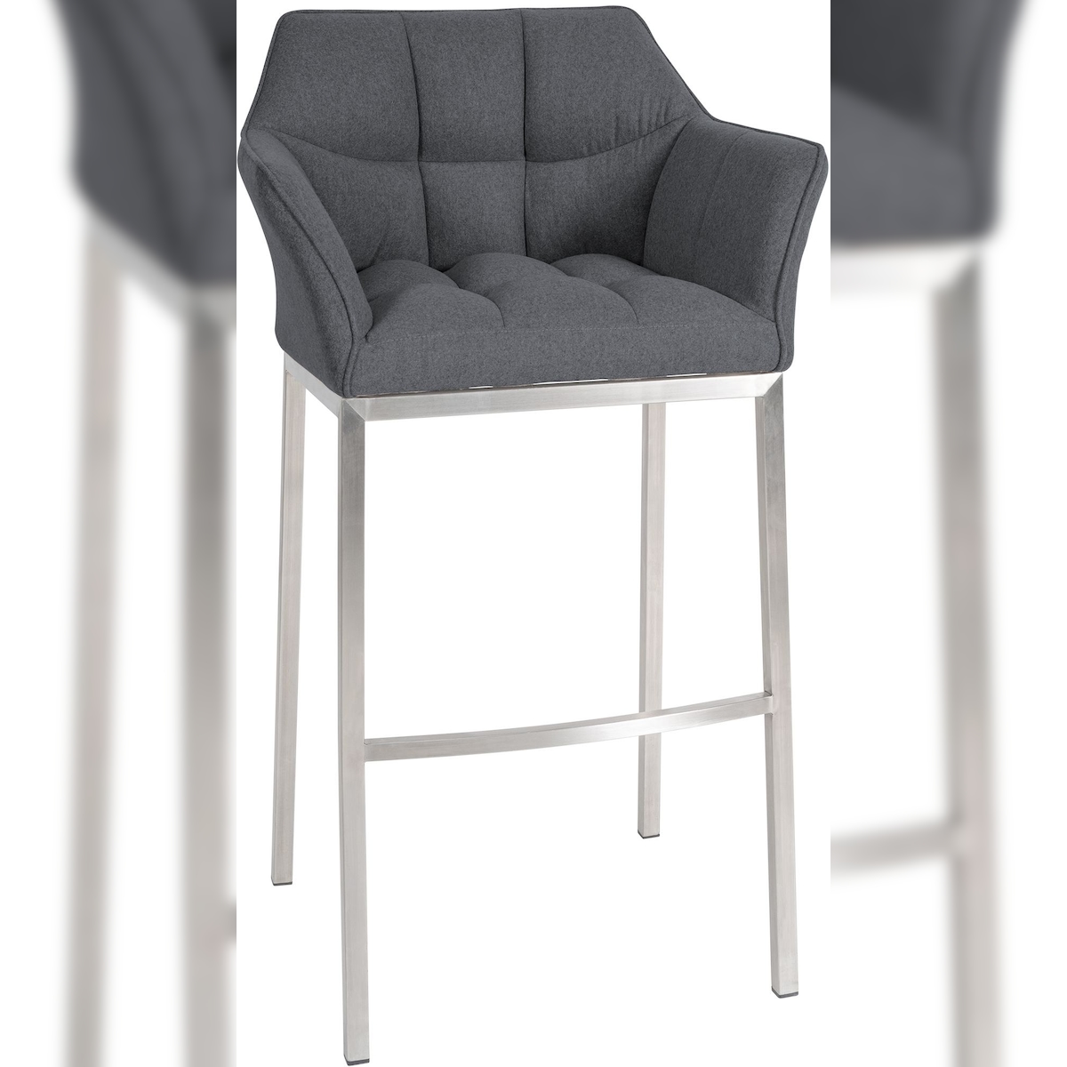 Proregal CHEFGASTRO Barhocker PHILADELPHIA Edelstahl Filz mit 4-Fuﬂ Gestell HxBxT 110x64x48cm Filz Grau Barstuhl Image