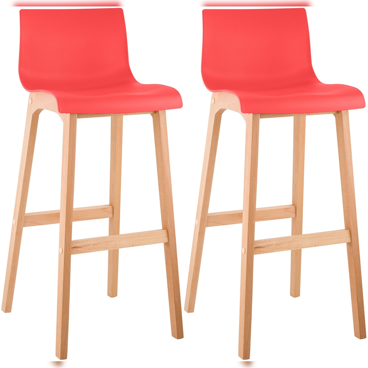 Proregal CHEFGASTRO 2er Set Barhocker MAUI Natura HxBxT 102x41x46cm Holz Rot Barstuhl Image