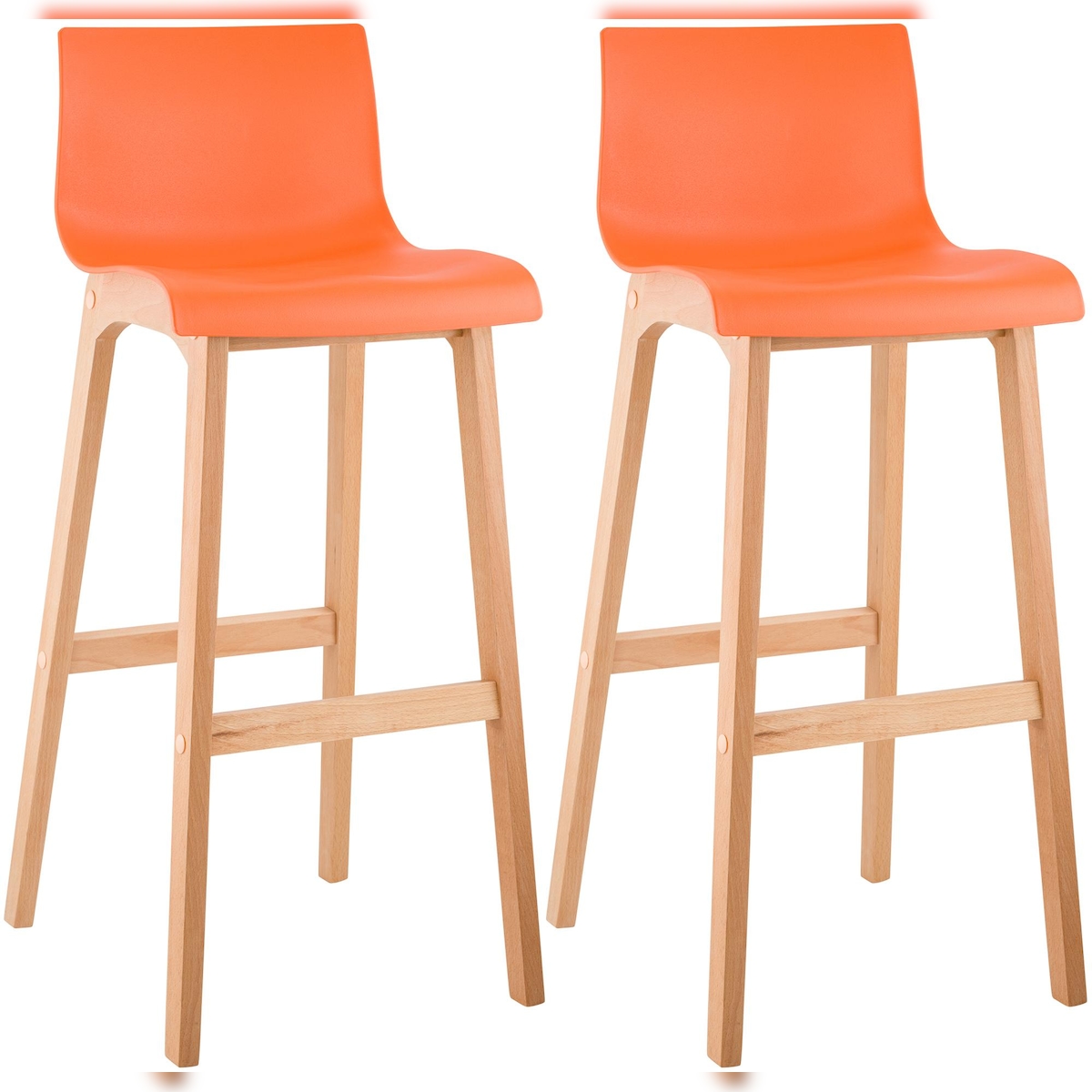 Proregal CHEFGASTRO 2er Set Barhocker MAUI Natura HxBxT 102x41x46cm Holz Orange Barstuhl Image