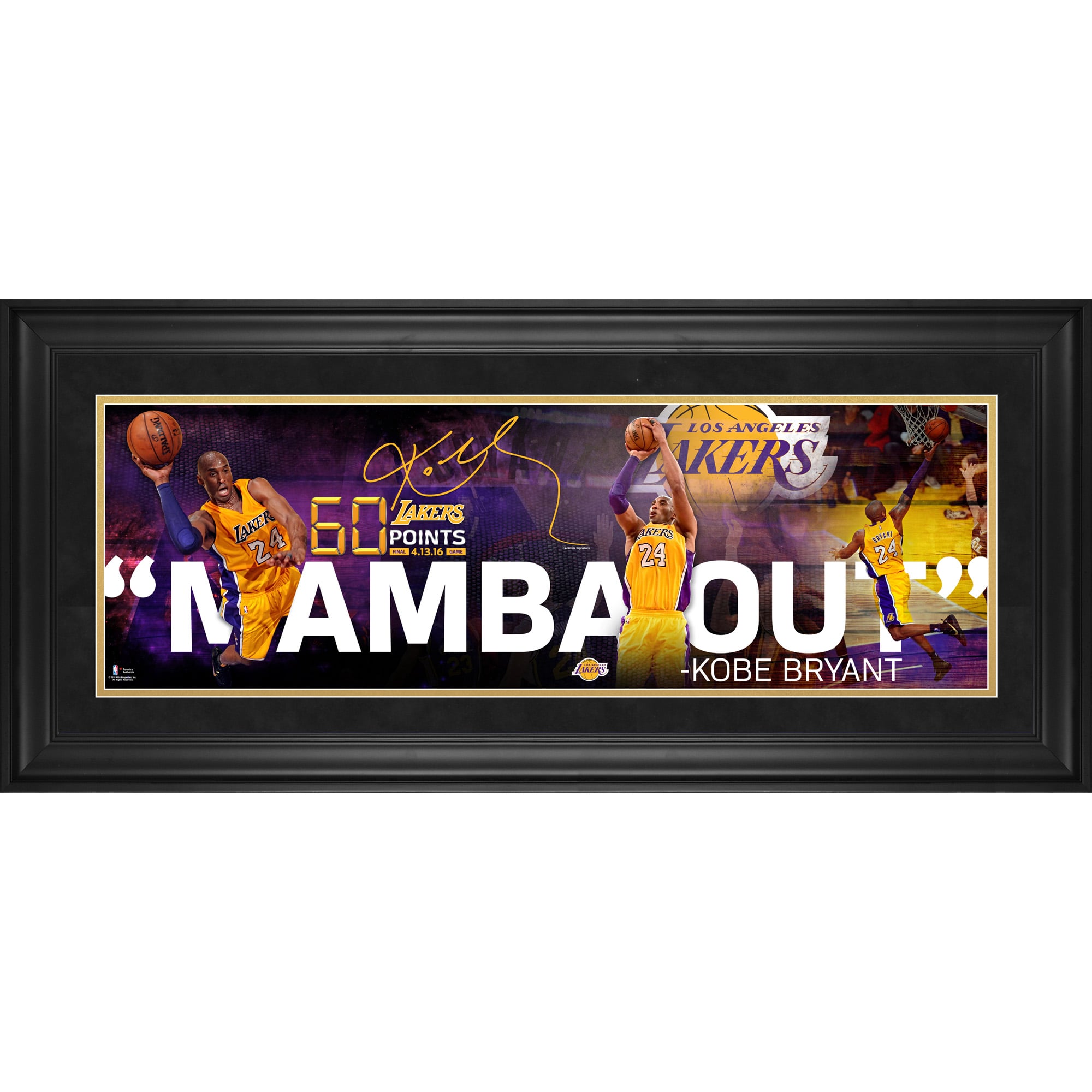 Kobe Bryant Los Angeles Lakers Gerahmte 10" x 30" Mamba Out Collage