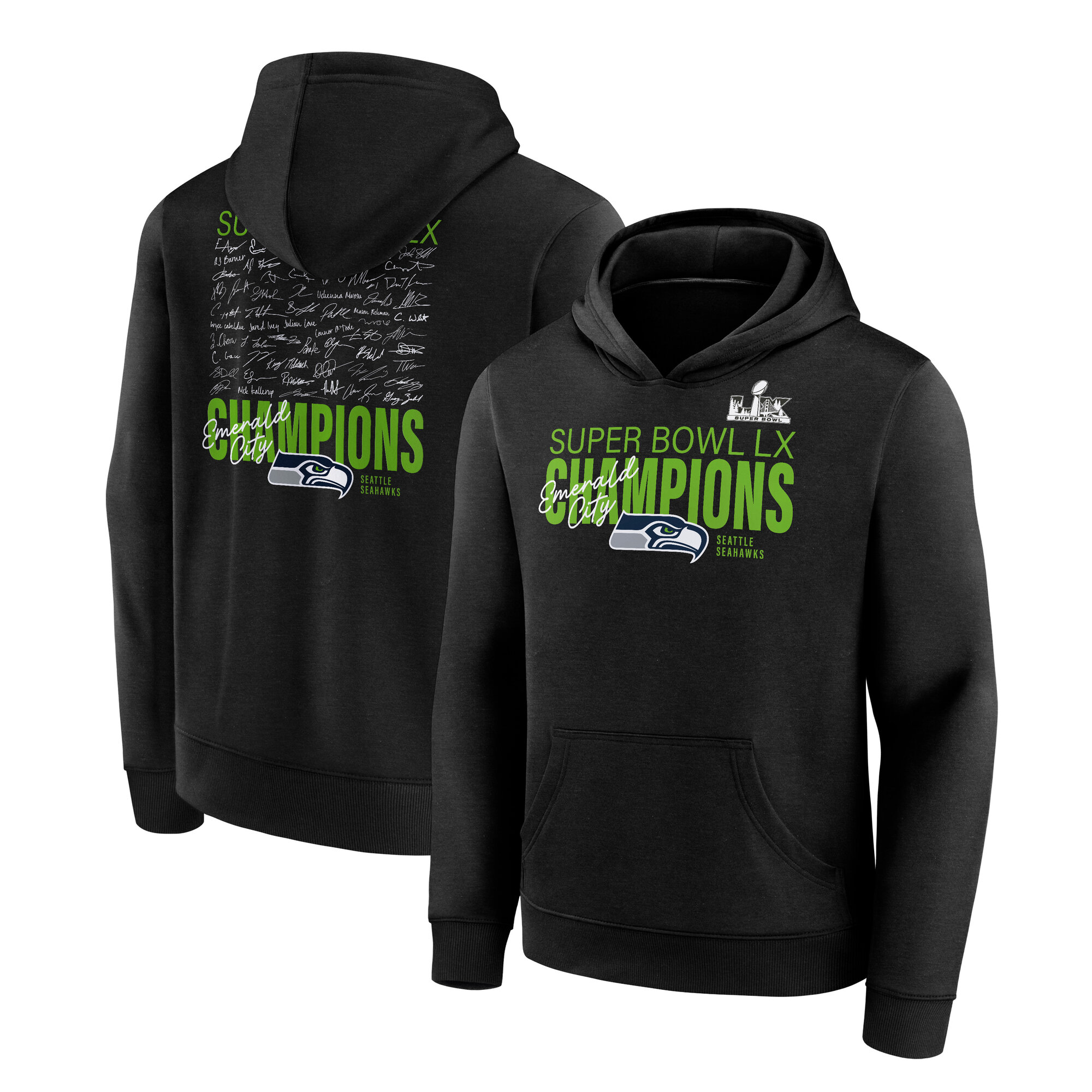 "Seattle Seahawks LX Autograph Signing Super Bowl Champions Hoodie - Schwarz - Jugendliche" Image