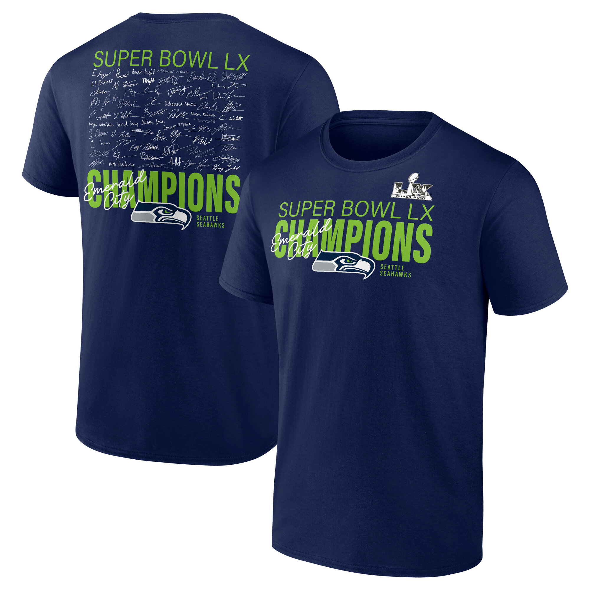 "Seattle Seahawks LX Autograph Signing Super Bowl Champions T-Shirt - Marineblau - Herren" Image
