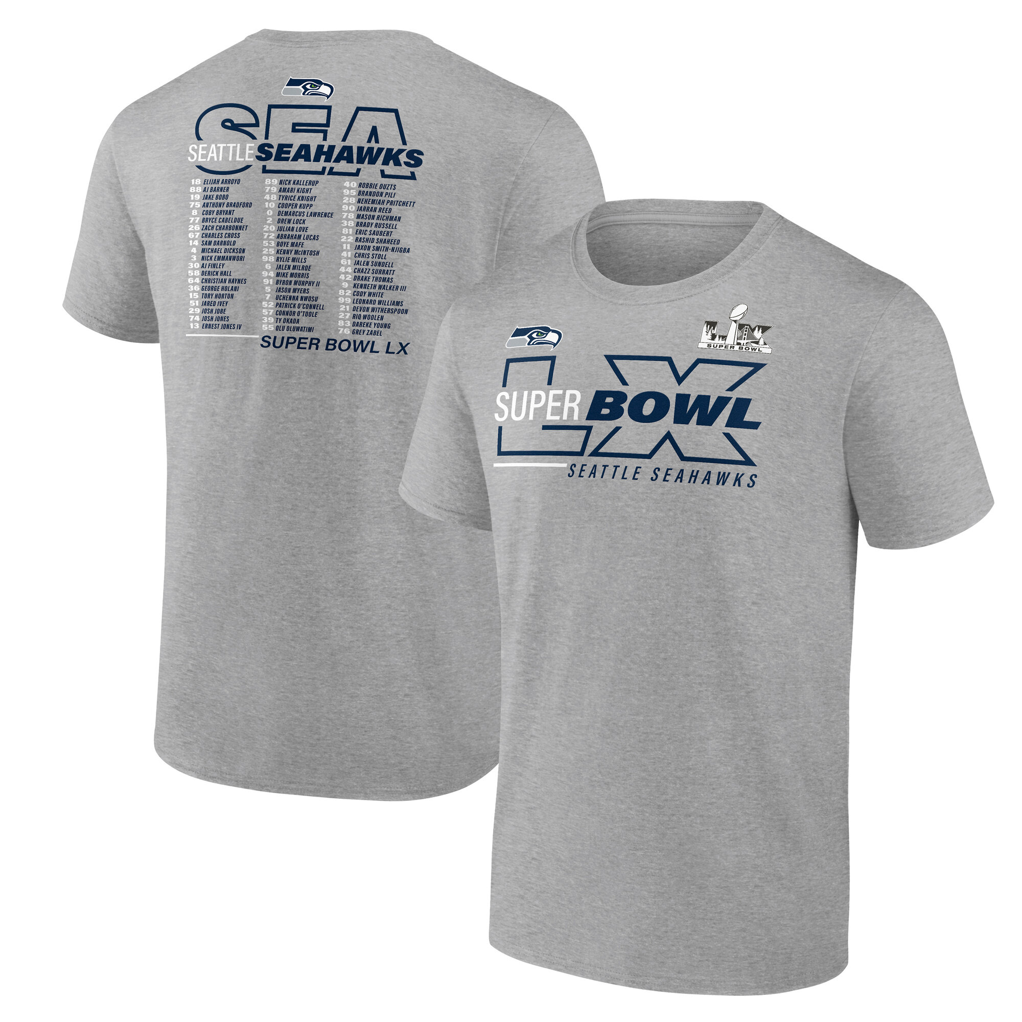 "Seattle Seahawks LX Team Members Super Bowl Champions T-Shirt - Grau Melange - Herren" Image
