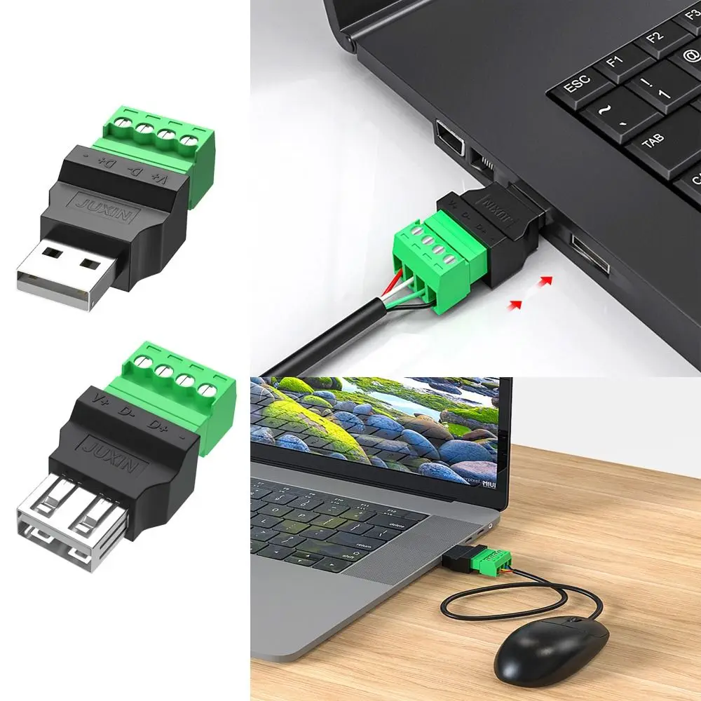 USB-Stecker, USB 2.0, USB-Stecker, Typ A, Adapter-Stecker, Buchse, 4-poliger Schraubklemmen-Stecker, 4-poliger Typ A 4-poliger Stecker/Buchse Image