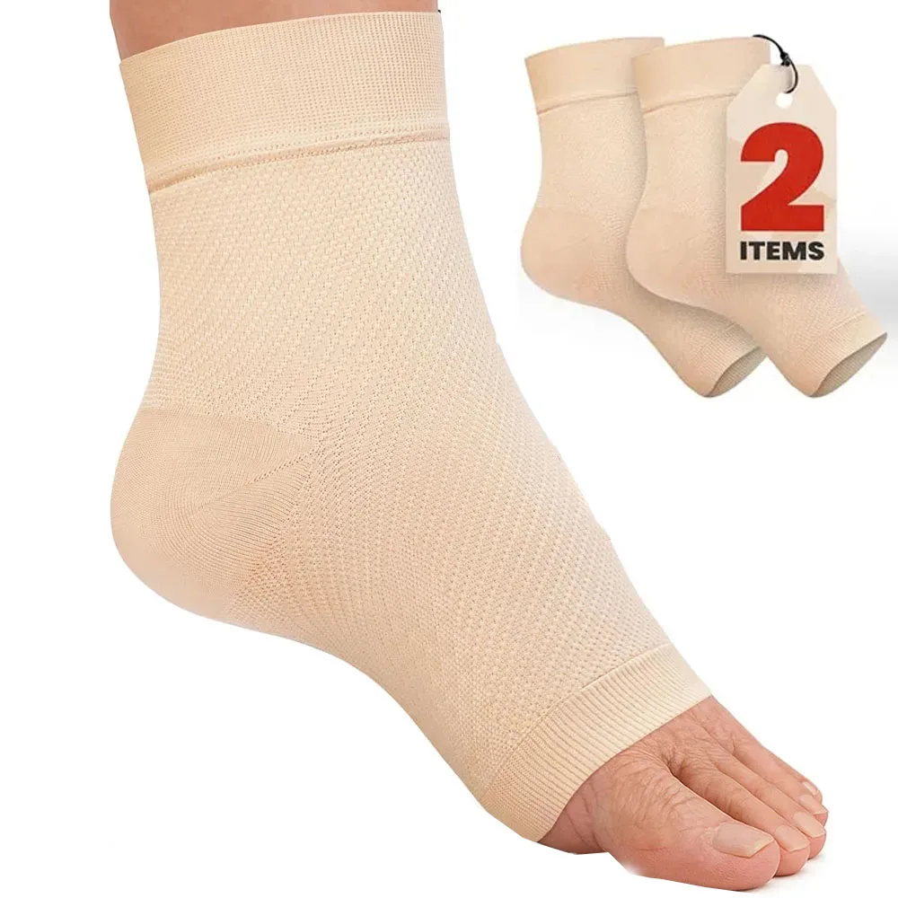 2-teilige Knöchelbandage, Kompressionsmanschette, offene Zehen, Kompressionssocken für Damen und Herren, zum Schwellungen, Plantarfasziitis, Verstauchungen Image