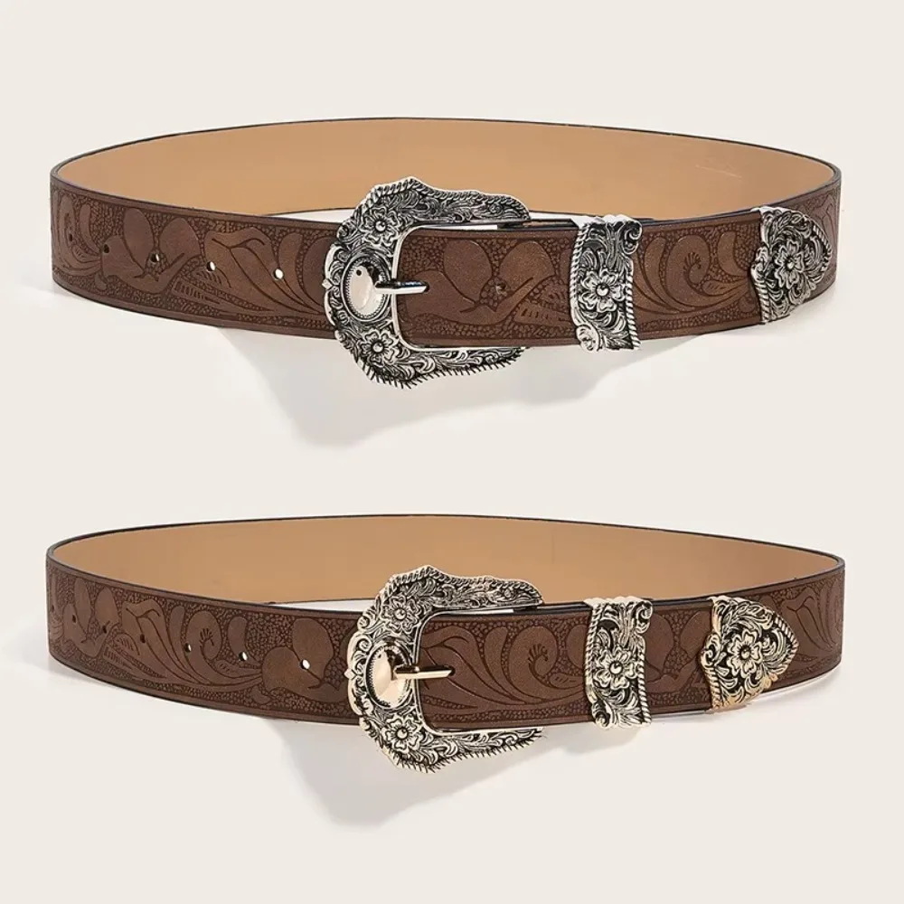 Luxuriöser Vintage PU-Leder Gürtel Y2k mit Metall-Schnalle Vielseitiger Cowgirl Taillengürtel Image
