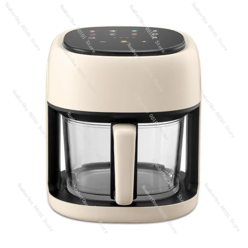 Multifunktionale 4,5-Liter-Luftfritteuse mit großer Kapazität für den Haushalt, 360-Grad-Elektrofritteuse mit visuellem Farbbildschirm, grenzüberschreitend, Englisch, 110 V Image