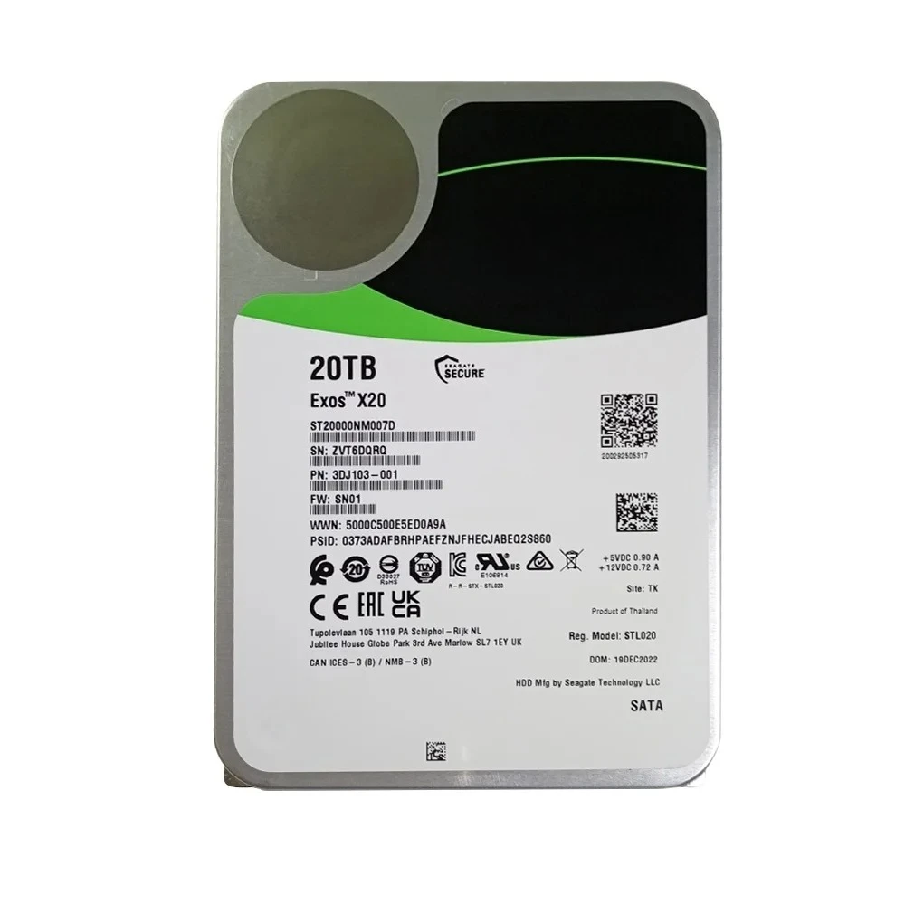 N-EW 20TB/18TB/16TB/14TB HDD Exos X20 ST20000NM007D 7200 RPM SATA 6Gb/s 256MB Cache 3,5-Zoll Enterprise Server PC Image