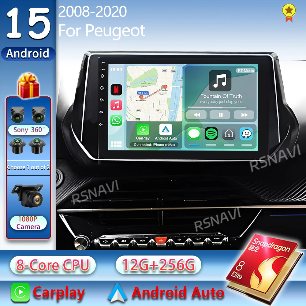 Android 15 Carplay Auto Auto Radio Für Peugeot 2008 208 2019 2020 2021 2022 Navigation GPS Multimedia Player Stereo WIFI + 4G DVD Image