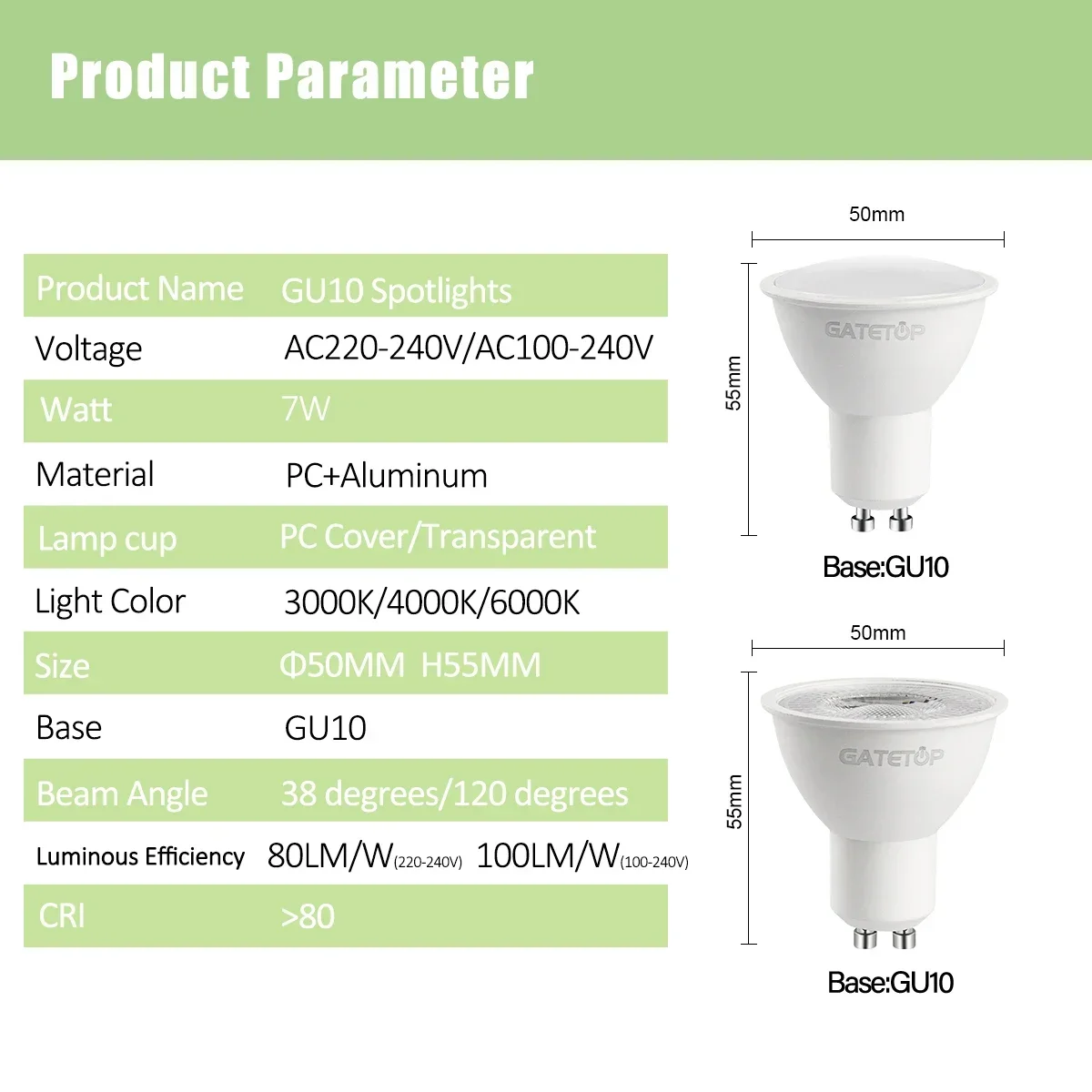 5PCS Hight Lumen GU10 LED Strahler 7W AC220-240V 100-240V Warmweiß Kein Flimmern Austauschbare 40W Halogenlampe für Schienenbeleuchtung