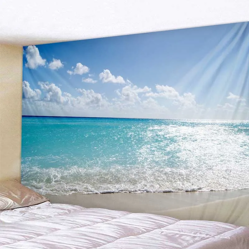 1 böhmischer nordischer tropischer Strand-Wandteppich, Mandala, Meer, Landschaft, Wandbehang, Hippie-Schlafzimmer-Dekoration, böhmischer Wandteppich, Psychedeli