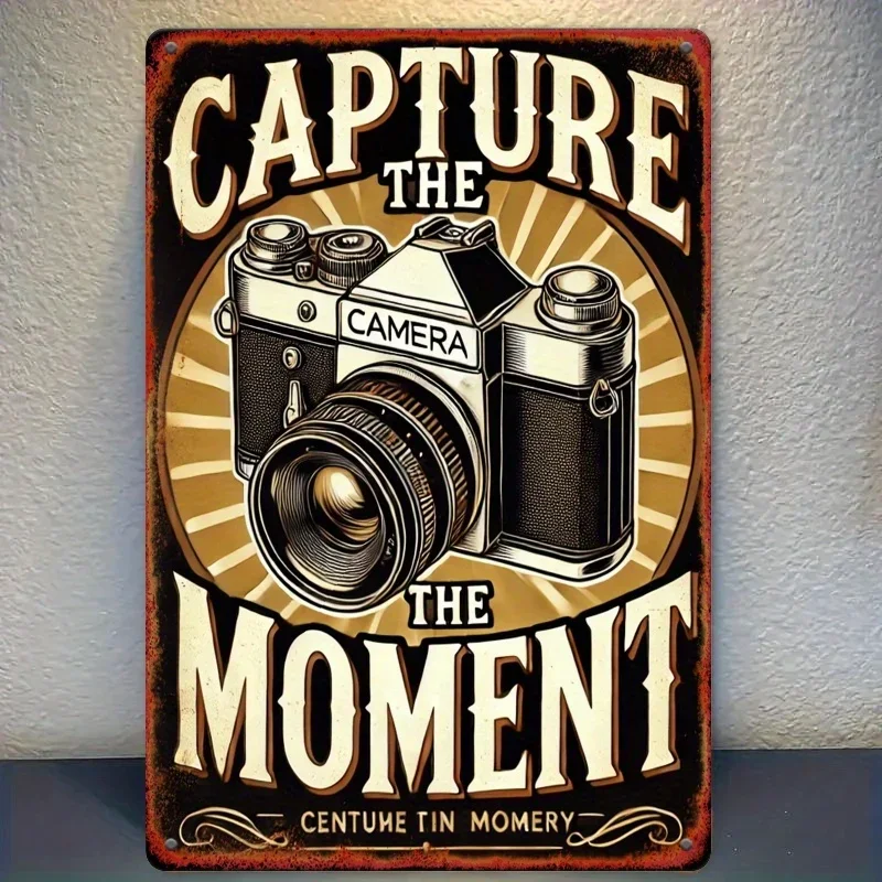 Retro-Schild „Capturing Moments“ aus Eisen – Fotografie-Themendekoration, perfekt für Arbeitszimmer, Wohnzimmer oder Büro, Choi Image
