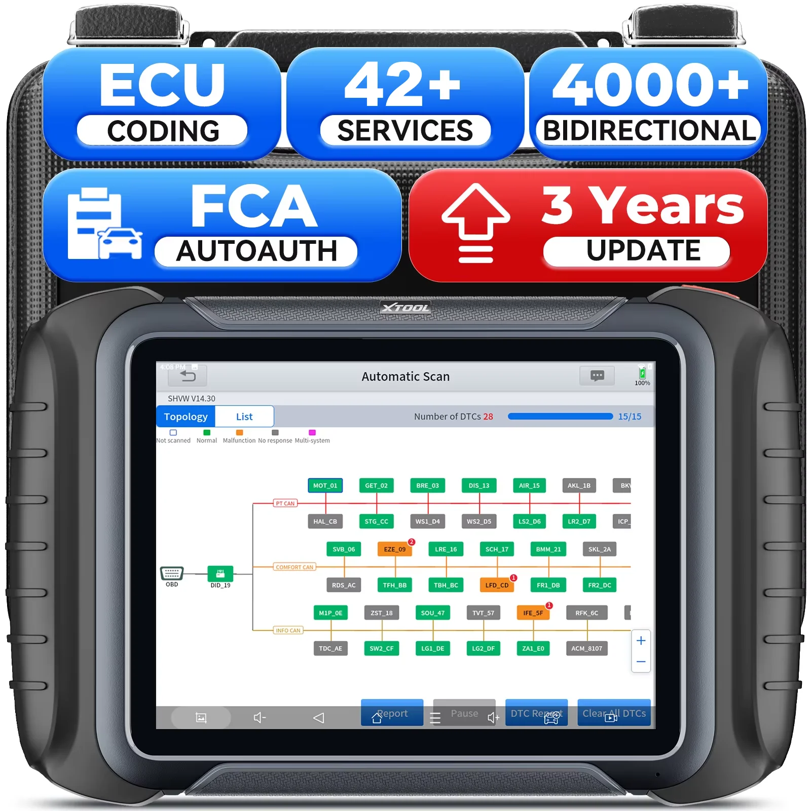 2026 XTOOL D8S Strumento Diagnostico Auto OBD OBD2 Scanner Bidirezionale CAN FD DOIP FCA AutoAuth 42+ Reset Codifica ECU