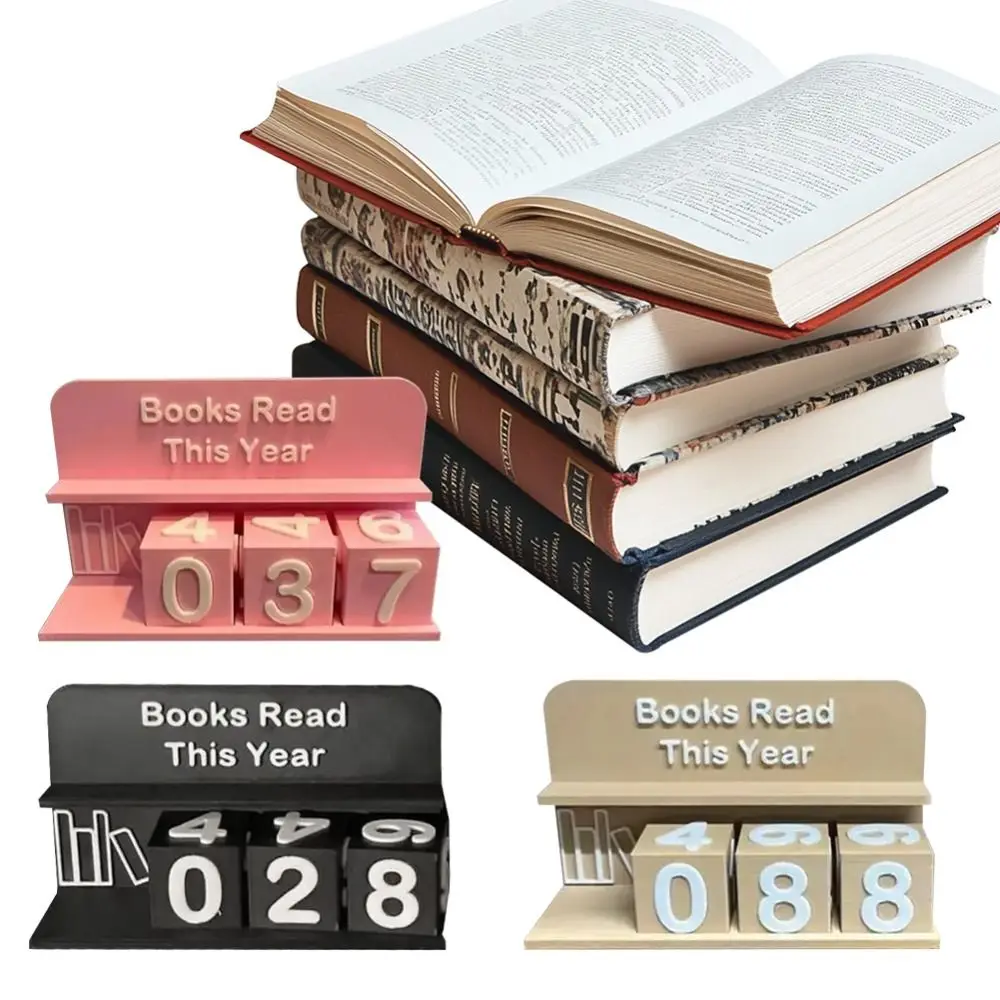 Verschleißfestes 3D-Buch, Lesezähler, Buchhand-Dekor, Bücher, Lesen dieses Jahr, Lesen, Fortschritt-Tracker, Schublade, manuelle Rotation, Buch-Tracker Image