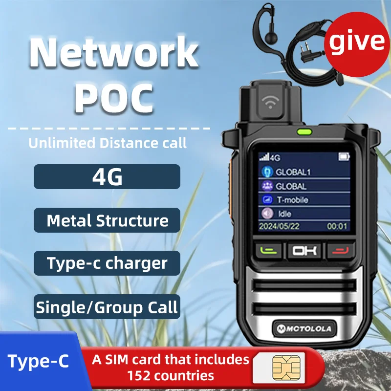 MOTOLOLA 4G PoC Radio Global Walkie Talkie mit SIM-Karte für 5000 Kilometer Langstreckenwandern und Camping Zwei-Wege-Amateur Image