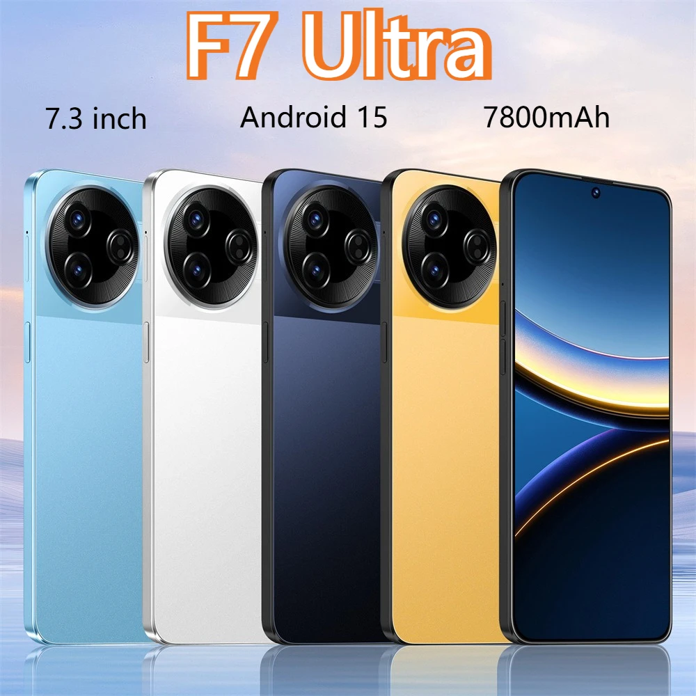 2025 F7 Ultra Original Smartphone 5G Dual Sim Cellphones 7.3HD Screen Mobile Phones 7800mAh Android 15 Global Version Cell Phone
