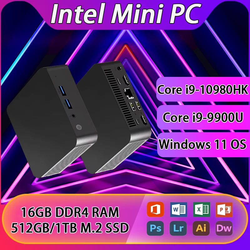 Intel Core i9 10980HK Mini PC Windows 11 Pro 32GB DDR4 1TB SSD PC Gamer Computer Dual WIFI 6 BT5.2 4K HD Mini Gaming Pc Desktop
