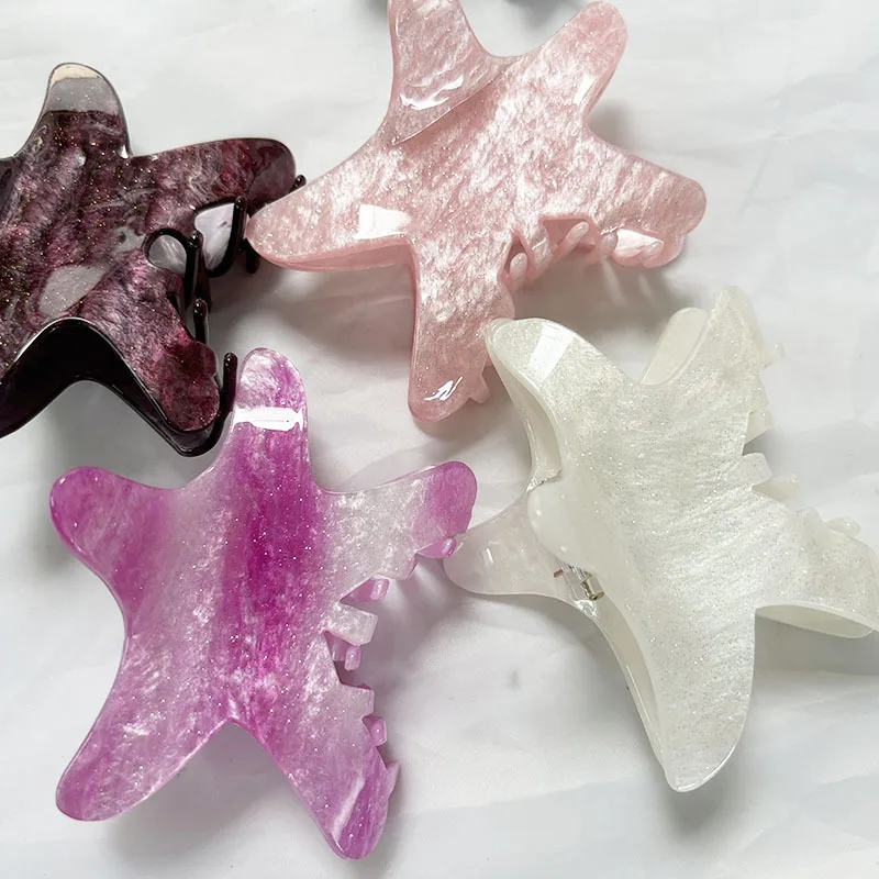 Sommer Strand Urlaub Stil Seestern Haarspange Hai Clip Bunte Sternenhimmel Hinterkopf Haar-Accessoire Pentagon Star Haarspange Image