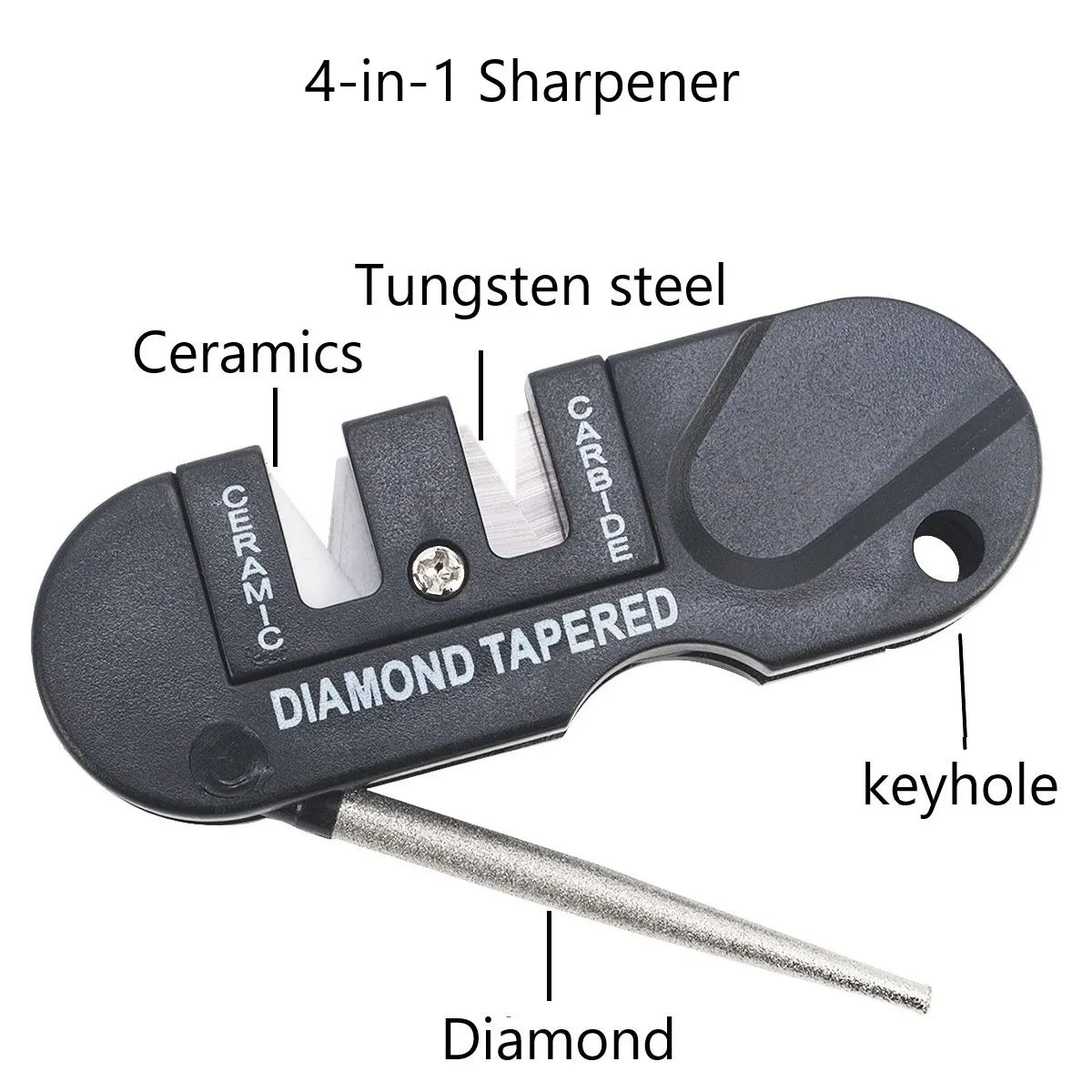 4-in-1 Messerschärfer Multifunktionaler Tragbarer Messerschärfer für Outdoor Verschleißfestes Praktisches Camping-Werkzeug Image
