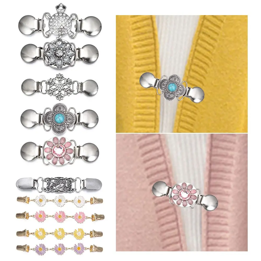 Mode Charme Geschenk Strass Retro Türkis neue Clip Verschlüsse Schal Brosche Strickjacke Clip Pullover Bluse Pin Image