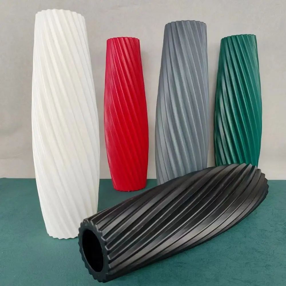 Einfarbig Kunststoff Blumenvase Kunststoff Streifen Design Blumenarrangement Blumentopf Desktop Dekor Ornament Wohnzimmer Ornament Image