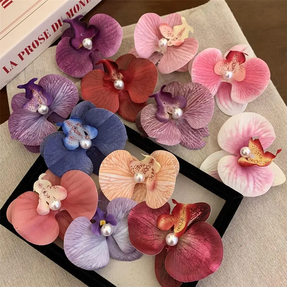 Frauen schicke Mode Blumen Haars pangen Geschenk Sand Strand bunte 10 Farben handgemachte Schmetterling Orchidee Urlaub Haarschmuck Image