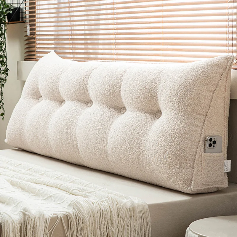 Gemütliches Teddy-Fleece Rückenlehnenkissen | 80x50x20cm & 60x50x20cm | Abnehmbarer Bezug mit abnehmbarem Überzug für Bett, Sofa, Lesen Image