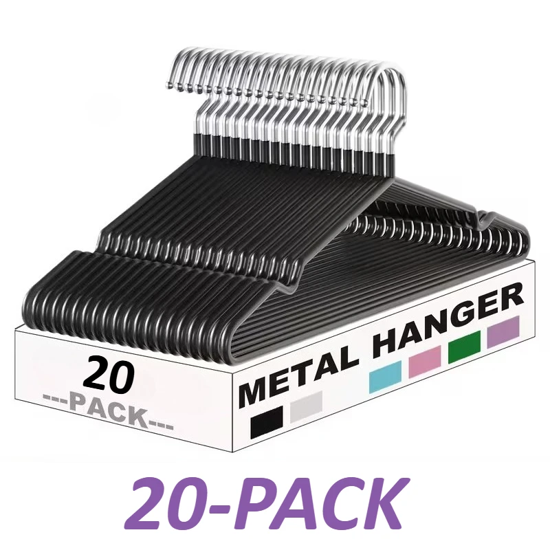 20pcs Anti-Slip Metal Clothes Hangers, Space Saving Slim Hangers for Closet, Heavy Duty Garment Hangers for Home Organization