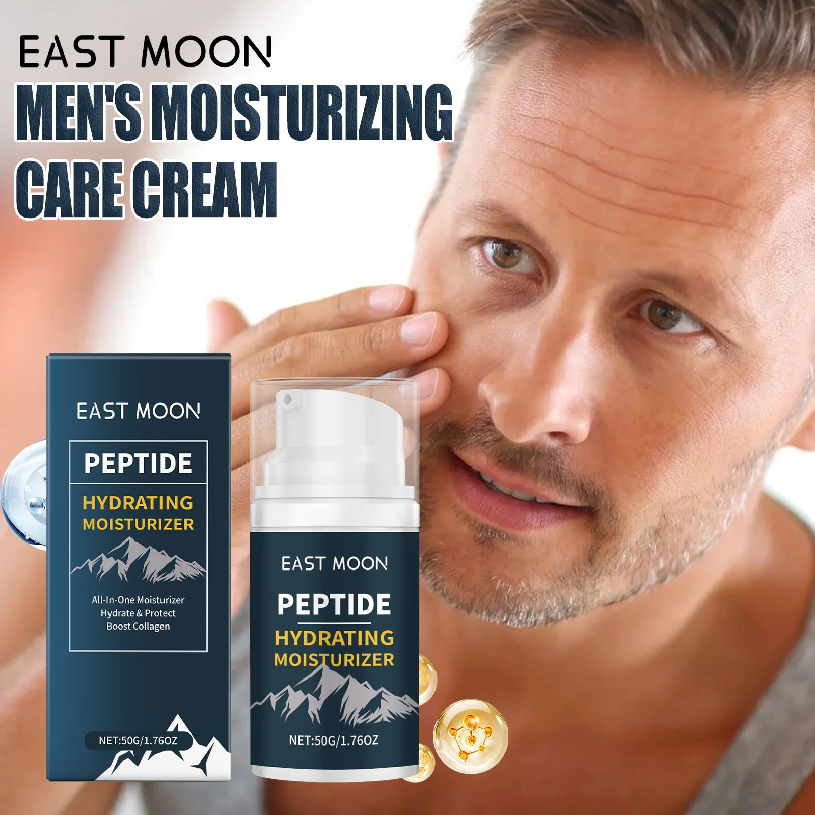 Straffende Gesichtscreme für Männer, 50 g, Hyaluronsäure-Feuchtigkeitscreme für tiefe Feuchtigkeit, Anti-Falten-Pflege, Reparatur trockener Haut, Winter-Hautpflege Image
