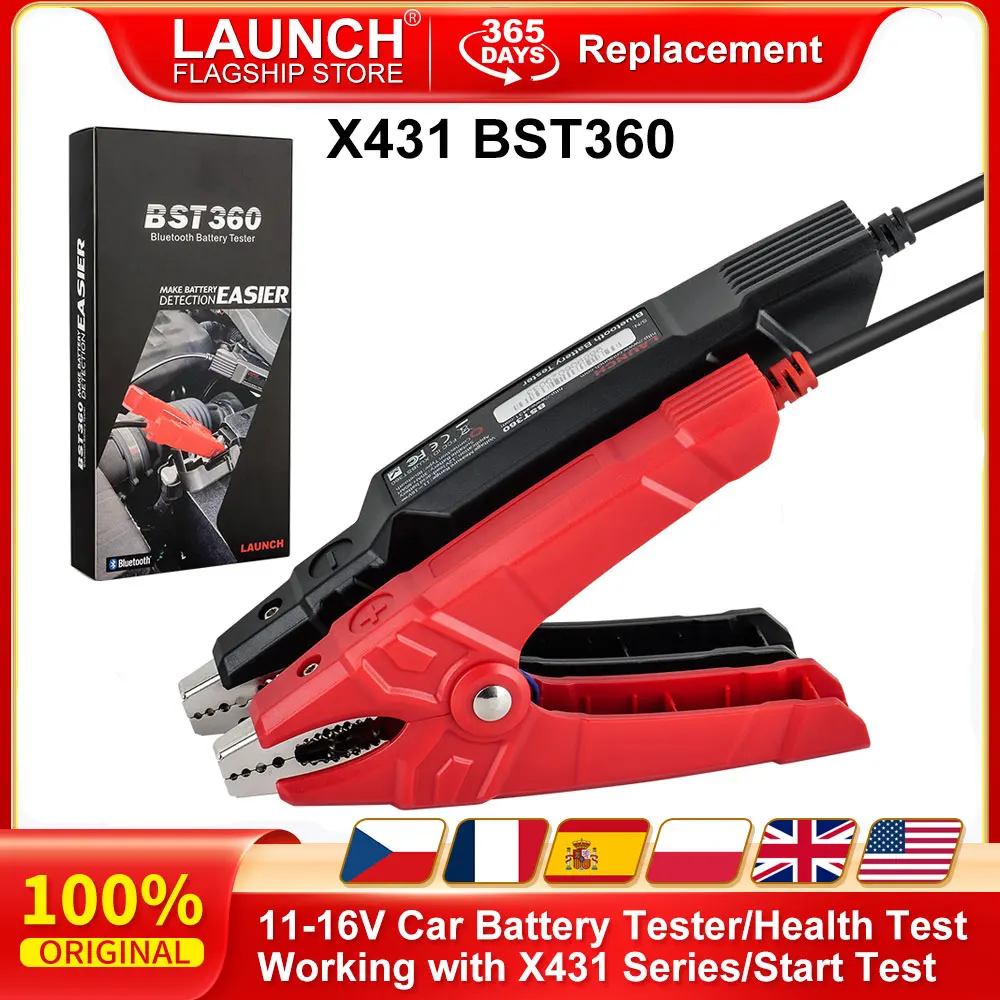 LAUNCH BST360 Bluetooth Batterie Tester 11V 16V Auto Motorrad Batterie Analysator Last Ankurbeln Lade Diagnose Werkzeug PK BM550 Image