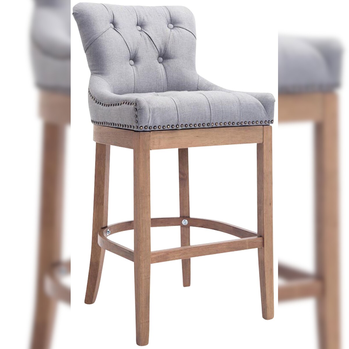Proregal CHEFGASTRO Barhocker CORSICA Stoff, Antik-hell HxBxT 109x55x57cm Stoff Hellgrau Barstuhl Image