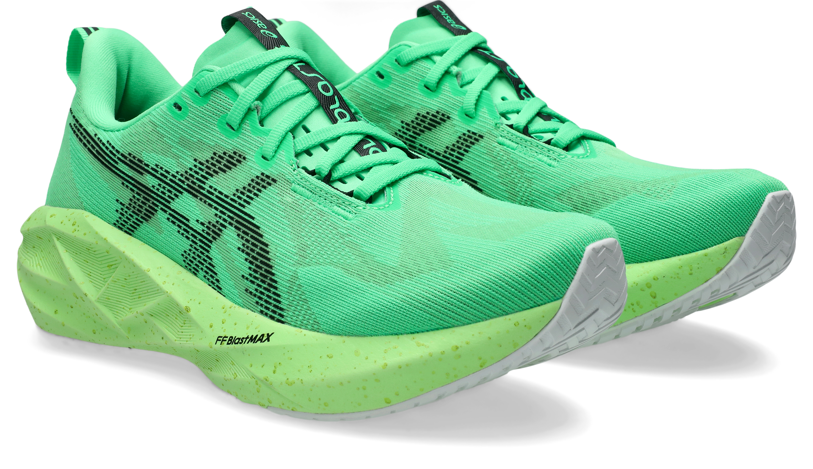 Laufschuh ASICS "NOVABLAST 5", Herren, Gr. 45, vital grün, schwarz, Synthetik, Schuhe Laufschuh