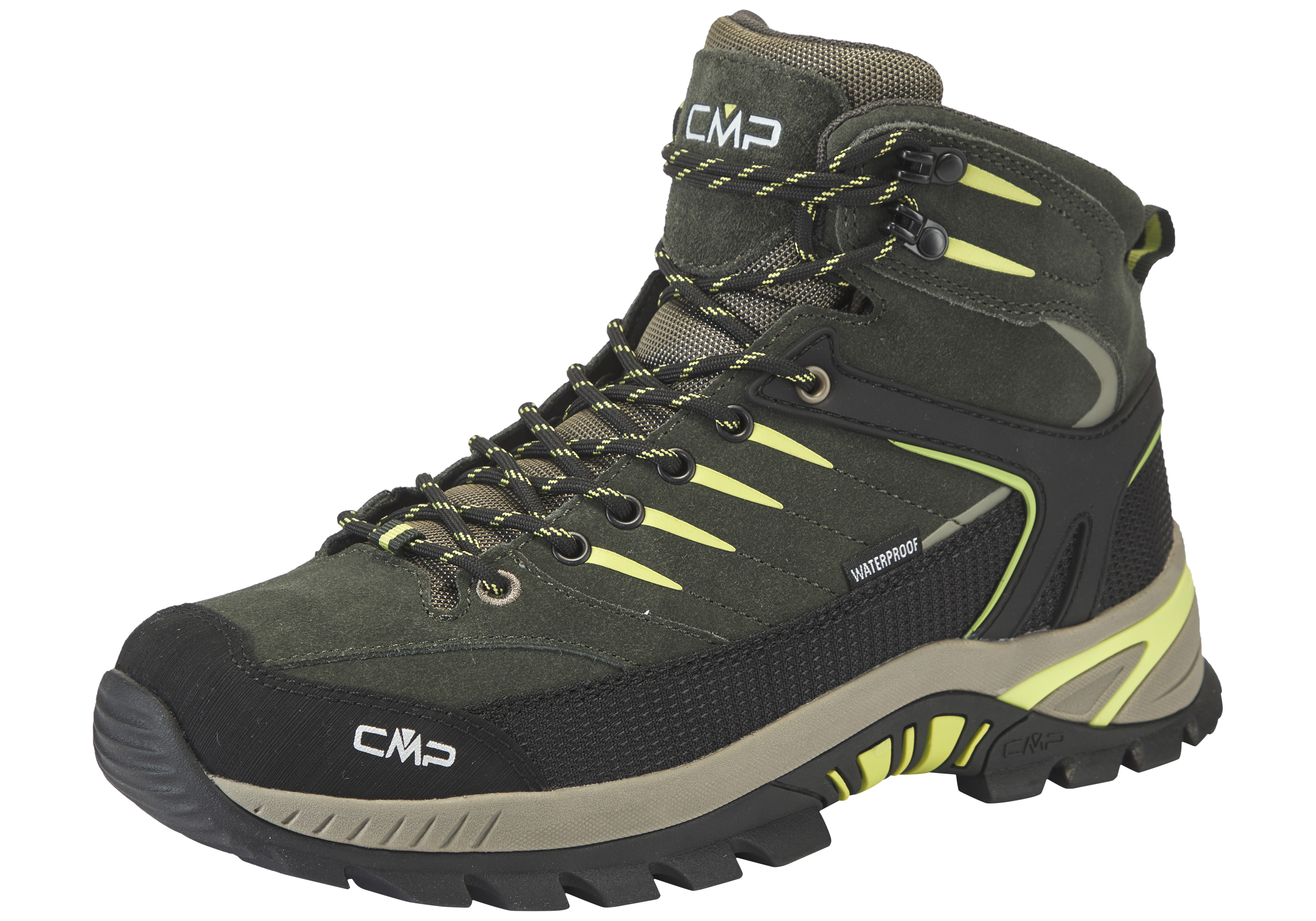 Wanderschuh CMP "RIGEL 2.0 MID WP TREKKING SHOES", Herren, Gr. 43, pine, mela, Leder, Schuhe Wanderschuh, wasserdicht